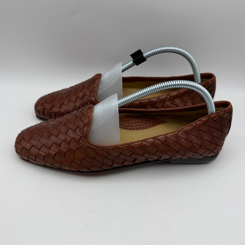 Robert Zur Woven Leather Loafers Mens Size 9 Brown Intrecciato Slip On Shoes